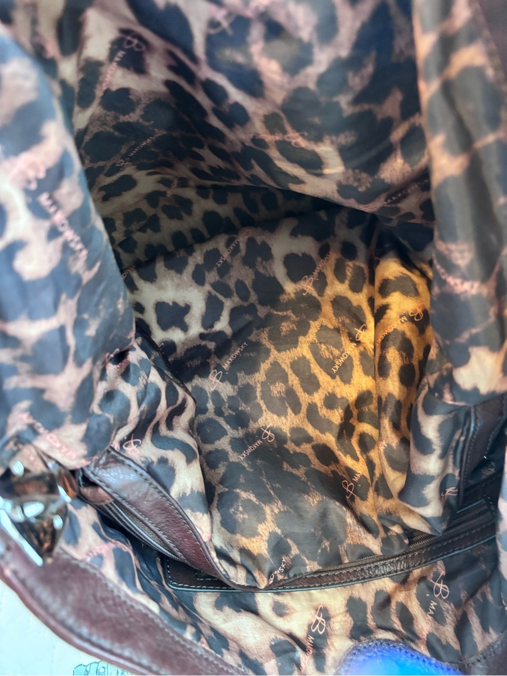 b. makowsky chocolate brown and Tan Leopard Fringe Shoulder Bag - Picture 13 of 13
